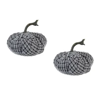 Set of 2 Chenille Weighted Pumpkin Table Ornaments, Fall Festival and Thanksgiving Decor, 6.5" L x 6.5" W x 6" H, Gray(m-2)