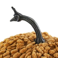 Set of 2 Chenille Weighted Pumpkin Ornaments, for Holiday Harvest, Fall Festival, and Thanksgiving Decor, 6.5" L x 6.5" W x 6" H, Orange(m-7)