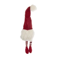 2 Piece Christmas Gnomes Decorations with Fluffy Beards and Striped Legs, Festive Table Ornaments, 4.5" L x 4.5" W x 20" H, White+Red(m-10)