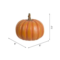 Set of 2 Resin Pumpkin Ornaments with Natural Stem, Perfect for Holiday Harvest, Thanksgiving Decor, 8" L x 8" W x 7.5" H, Orange(m-3)