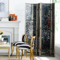 4-Panel Decorative Room Divider with Durable Metal Frame, Folding Privacy Screen, 18" L x 1.5" W x 73" H, Black(m-1)