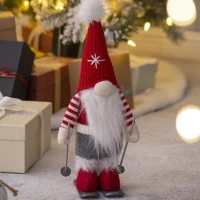 2 Piece Christmas Gnomes Decorations with Whimsical Design, Holiday Table Ornaments, 6" L x 4.5" W x 15" H, Multicolor(m-4)
