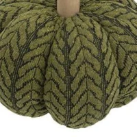 Set of 2 Fabric Pumpkin Ornaments, Holiday Decor for Fall Festival, Thanksgiving, 7" L x 7" W x 7" H, Green(m-5)