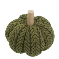 Set of 2 Fabric Pumpkin Ornaments, Holiday Decor for Fall Festival, Thanksgiving, 7" L x 7" W x 7" H, Green(m-7)