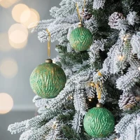 Set of 4 Glass Decorative Hanging Balls for Holiday Party Decorations, Christmas Ball Ornaments, 5" Diameter, Green(m-5)