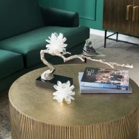 Aluminum Candle Holder with Marble Stand, Nature-Inspired Design, 24.5" L x 5" W x 10" H, Multicolor(m-7)