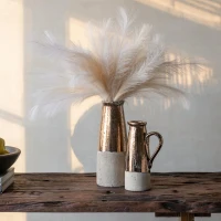 Ceramic Pitcher with Two-Toned Metallic Glaze, Ideal Decor for Vintage or Rustic, 7" L x 4.5" W x 11" H, Brown(m-5)