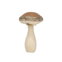 Set of 2 Mushroom Holiday Ornaments for Fall Festival and Thanksgiving, Farmhouse Design Table Decorations, 7" L x 7" W x 12" H, Beige+Light Brown(m-11)