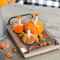 Set of 6 Small Pumpkin Ornaments with Lifelike Detailing and Jute Stem, Fall Decor for Holiday Harvest and Thanksgiving, Brown Multicolor(m-4)