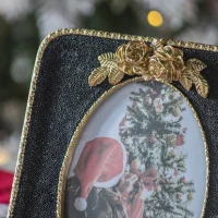 Polyresin Picture Frame Decor with Vintage Design, Photo Frame for Living Room or Bedroom, 8" L x 1" W x 9" H, Gold+Black(m-7)