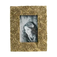 Set of 2 Vintage-Inspired Photo Frames with 4"x6" Opening, Resin and Stone Dust Construction, 7.5" L x 1" W x 9.5" H, Gold(m-11)