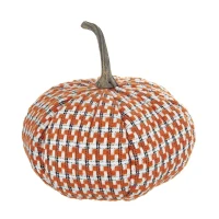 Set of 2 Fabric Pumpkin Ornaments Table Decorations, Fall Harvest and Thanksgiving Decor, 10&quot; L x 10&quot; W x 9.5&quot; H, Orange Multicolor(m-10)