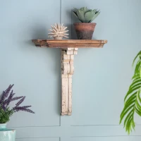 Vamont Wall Shelf with Weathered Finish, Solid Wood Construction, 19.5" L x 10.5" W x 22" H, Cream(m-7)