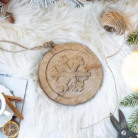 6" Set of 12 Wooden Snowflake Christmas Ornaments, Decorative Hanging Holiday Tree Decorations, Multicolor(m-1)