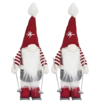 2 Piece Christmas Gnomes Decorations with Whimsical Design, Holiday Table Ornaments, 6" L x 4.5" W x 15" H, Multicolor(m-2)