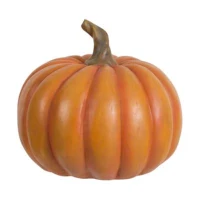 Set of 2 Resin Pumpkin Ornaments with Natural Stem, Perfect for Holiday Harvest, Thanksgiving Decor, 8" L x 8" W x 7.5" H, Orange(m-1)