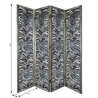 4-Panel Decorative Room Divider with Durable Metal Frame, Folding Privacy Screen, 18" L x 1.5" W x 73" H, Black(m-3)