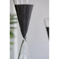 120-Minute Triangular Hourglass with Black Sand and Crystal Stand, Decorative Glass Timer, 4.5" L x 4.5" W x 19.5" H, Black(m-8)