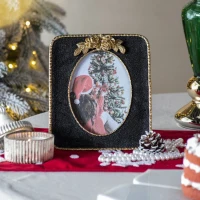 Polyresin Picture Frame Decor with Vintage Design, Photo Frame for Living Room or Bedroom, 8" L x 1" W x 9" H, Gold+Black(m-4)