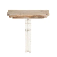 Vamont Wall Shelf with Weathered Finish, Solid Wood Construction, 19.5" L x 10.5" W x 22" H, Cream(m-10)