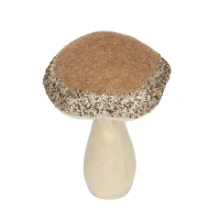 Set of 2 Mushroom Holiday Ornaments for Fall Festival and Thanksgiving, Farmhouse Design Table Decorations, 7" L x 7" W x 12" H, Beige+Light Brown(m-10)