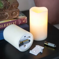 Set of 3 LED Candles with Remote Timer, Flameless Flickering Design, Paraffin Wax, Ivory(m-9)