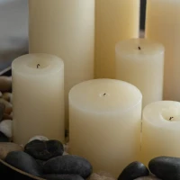 Set of 2 Eco-Friendly Unscented Soy Wax Pillar Candles, Biodegradable Decorative Candles, 4" L x 4" W x 6" H, Ivory(m-7)