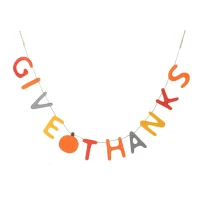 Set of 2 Colorful Give Thanks Banners Home Decorations, Fall Festival and Thanksgiving Decor, 68" L x 5" W x 0.1" H, Orange Multicolor(m-11)