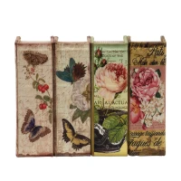 Set of 4 Elegant Design Decorative Book Boxes with Flowers, Butterflies, 4" L x 2" W x 5.5" H, Multicolor(m-12)