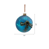 Set of 6 Decorative Hanging Tree Ornaments for Holiday Party Decorations, Glass Christmas Ball Ornaments, D4", Blue(m-3)