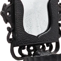 Victorian-Inspired Cast Iron Soap Dish with Mirror, Ornate Design, Calloped Edges, 6.5" L x 4" W x 8" H, Black(m-7)
