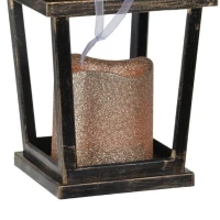 Set of 2 Menifee Lanterns with LED Candle, Glass-Paneled Hurricane Lamp, 5" L x 5" W x 8.5" H, Bronze(m-8)