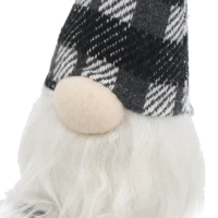 3 Piece Fabric Sitting Gnome Decorations Set, Christmas Table Home Ornaments, 3.5" L x 3.5" W x 14.5" H, White+Gray(m-8)