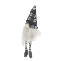 3 Piece Fabric Sitting Gnome Decorations Set, Christmas Table Home Ornaments, 3.5" L x 3.5" W x 14.5" H, White+Gray(m-10)
