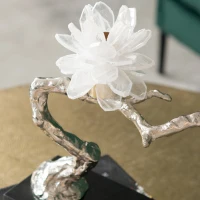 Aluminum Candle Holder with Marble Stand, Nature-Inspired Design, 24.5" L x 5" W x 10" H, Multicolor(m-8)