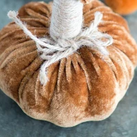 Set of 6 Small Pumpkin Ornaments with Lifelike Detailing and Jute Stem, Fall Decor for Holiday Harvest and Thanksgiving, Brown Multicolor(m-7)