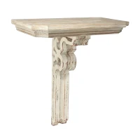 Vamont Wall Shelf with Weathered Finish, Solid Wood Construction, 19.5" L x 10.5" W x 22" H, Cream(m-2)