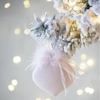 Set of 6 Christmas Ball Ornaments for Holiday Party Decorations, Glass Decorative Hanging Balls, 4" Diameter, Pink(m-1)