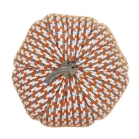 Set of 2 Fabric Pumpkin Ornaments Table Decorations, Fall Harvest and Thanksgiving Decor, 10&quot; L x 10&quot; W x 9.5&quot; H, Orange Multicolor(m-8)