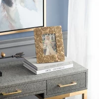 Set of 2 Vintage-Inspired Photo Frames with 4"x6" Opening, Resin and Stone Dust Construction, 7.5" L x 1" W x 9.5" H, Gold(m-4)