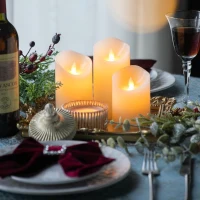 Set of 3 LED Candles with Realistic Flickering Effect, Remote Timer, Safe and Durable, Paraffin Wax(m-8)