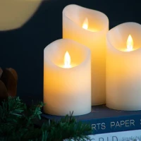 Set of 3 LED Candles with Realistic Flickering Effect, Remote Timer, Safe and Durable, Paraffin Wax(m-9)