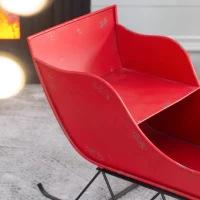 Distressed Iron Santa Sleigh Holiday Decoration, Christmas Sleigh Figurine, 39" L x 18" W x 22" H, Black+Red(m-6)