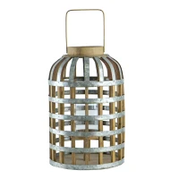 Versatile Decorative Wooden Lantern with Handle, Home Garden Wedding Accent, 11.5" L x 11.5" W x 22.5" H, Silver(m-2)
