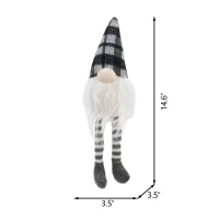 3 Piece Fabric Sitting Gnome Decorations Set, Christmas Table Home Ornaments, 3.5" L x 3.5" W x 14.5" H, White+Gray(m-3)