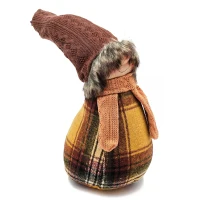 2 Piece Gnome Decorations with Cozy Plaid Design, Fall Thanksgiving Table Decor, 6" L x 6" W x 19" H, Brown+Yellow(m-4)