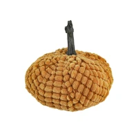 Set of 2 Chenille Weighted Pumpkin Ornaments, for Holiday Harvest, Fall Festival, and Thanksgiving Decor, 6.5" L x 6.5" W x 6" H, Orange(m-10)