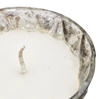 Set of 4 Scented Soy Wax Candles with Textured Glass Jars, Relaxing Earl Grey Scent, 50-Hour Burn Time, 3" L x 3" W x 3" H, Silver(m-5)