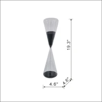 120-Minute Triangular Hourglass with Black Sand and Crystal Stand, Decorative Glass Timer, 4.5" L x 4.5" W x 19.5" H, Black(m-3)
