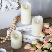 Set of 3 LED Candles with Realistic Flickering Effect, Remote Timer, Safe and Durable, Paraffin Wax(m-4)